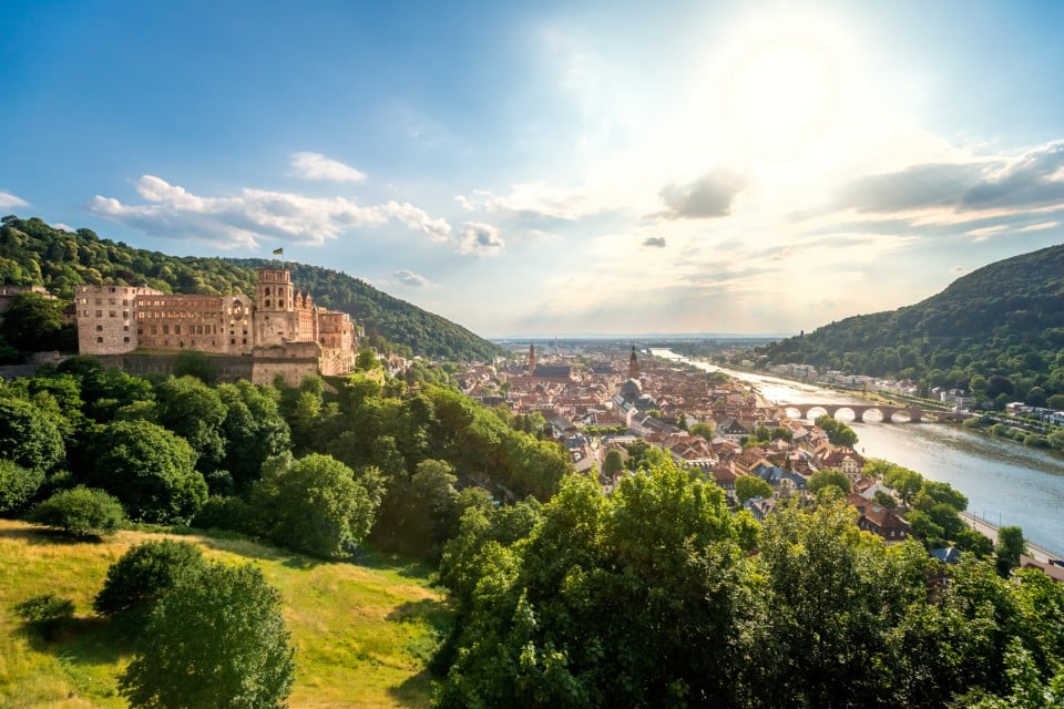 Blick über Heidelberg am Neckar im Rhein-Neckar-Gebiet