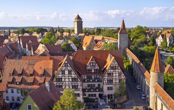 Blick auf Rothenburg ob der Tauber und das Prinzhotel