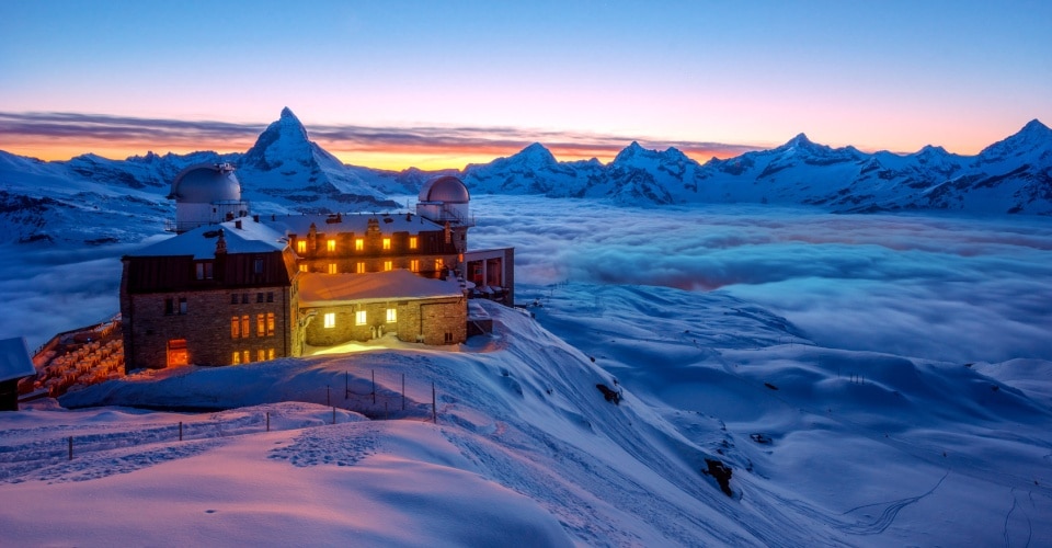 Gornergrat Zermatt mit Blick aufs Matterhorn - Wintersportorte