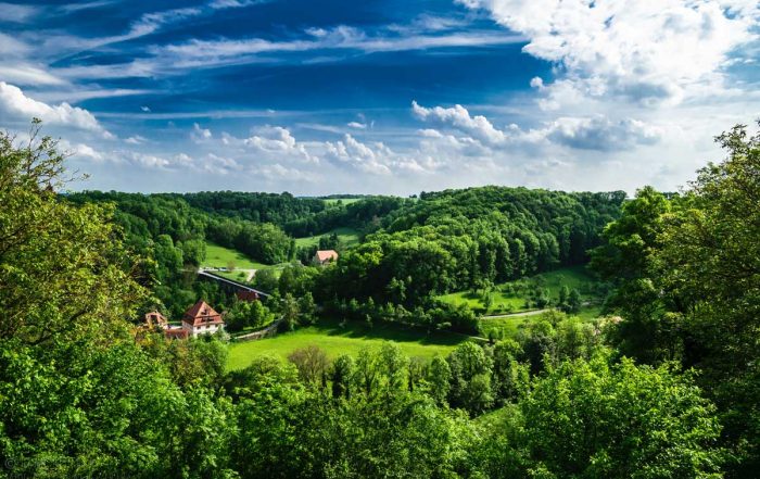 Taubertal nahe Rothenburg ob der Tauber - Der Württembergische Weinwanderweg - Panoramaweg Taubertal