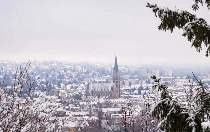 Blick auf Graz im Winter