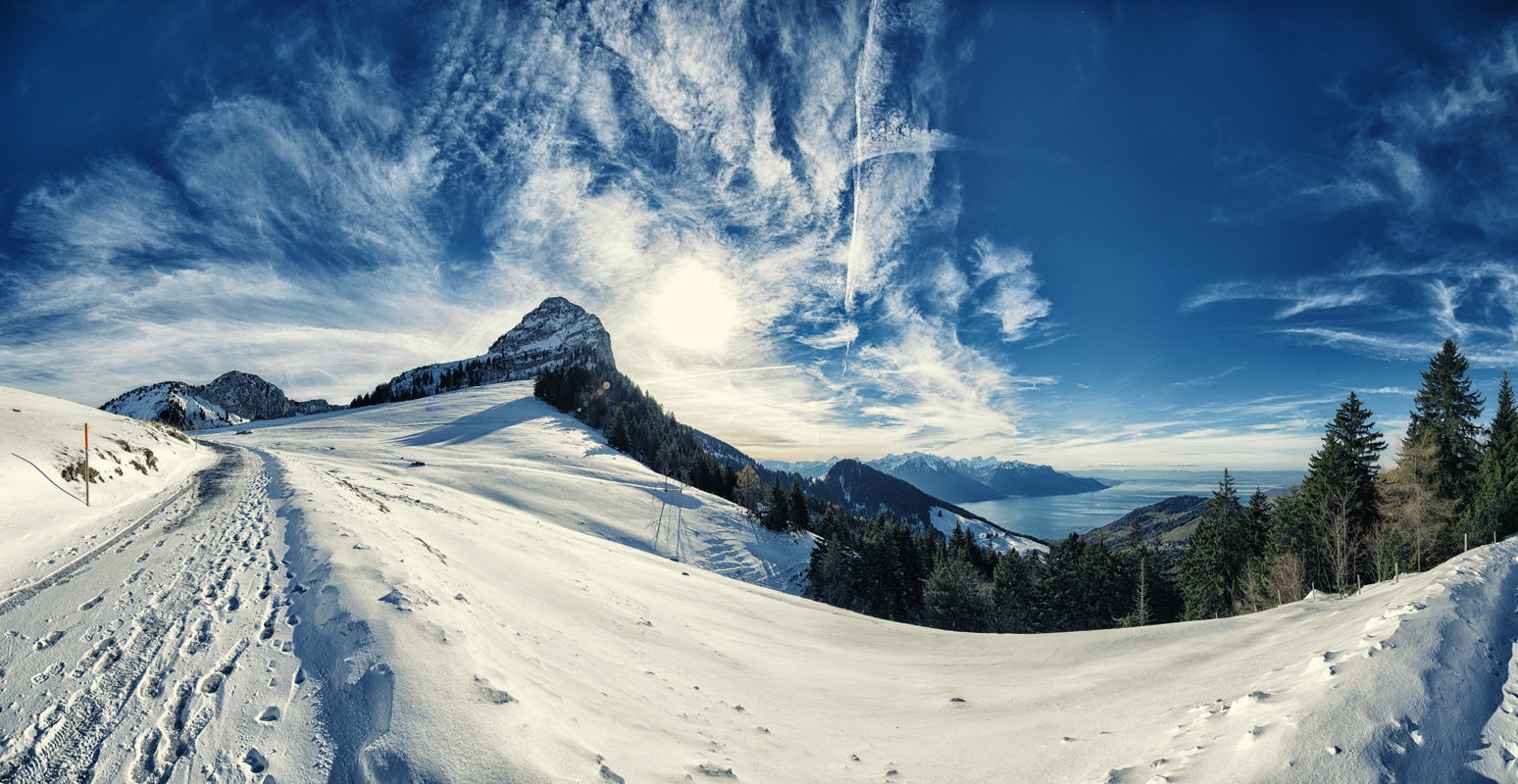 Col de Jaman, Genferseegebiet, Schweizer Alpen - Loipen in der Schweiz