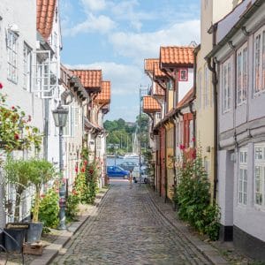 Der Oluf-Samson-Gang, die bekannteste und schönste Gasse in Flensburgs Altstadt