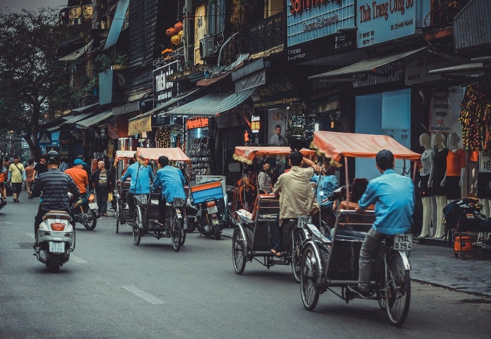 Fahrrad-Rischaks in Vietnam