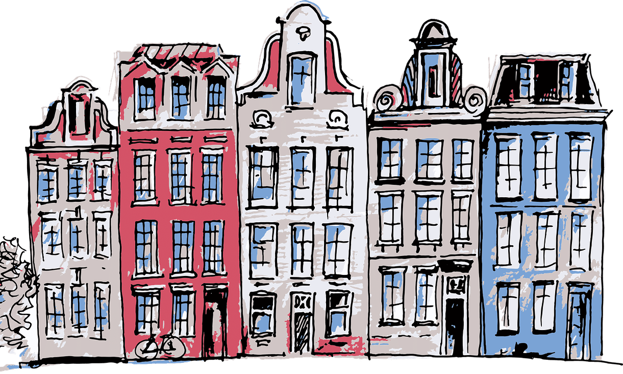 gemalte Gebäude in Amsterdam