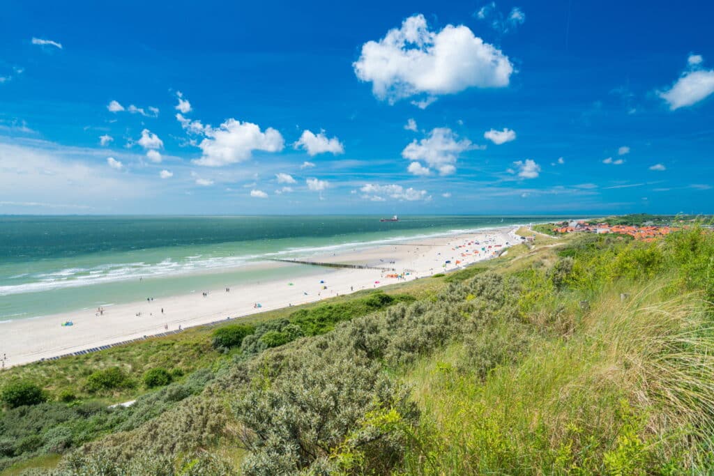 Strand und Dünen in Zeeland im Sommer