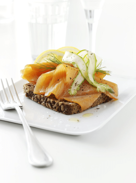 The famous Danish open faced sandwich called "Smoerrebroed" which is a food classic all over Denmark.