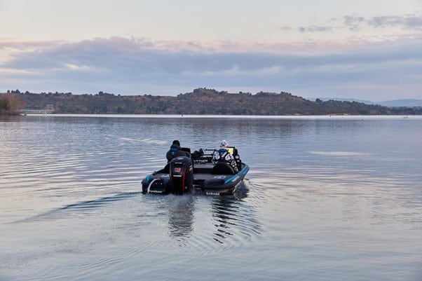Boote auf dem Stausee Boote auf dem Stausee von Mequinenza in Spanien