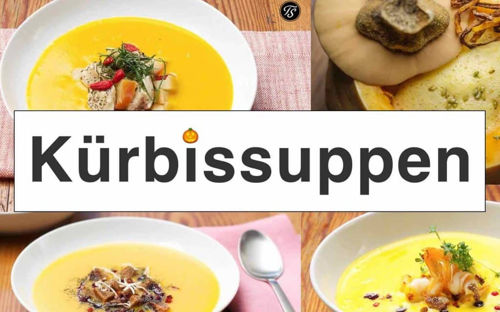 Kürbissuppen nach unterschiedlichen Rezepten, Collage