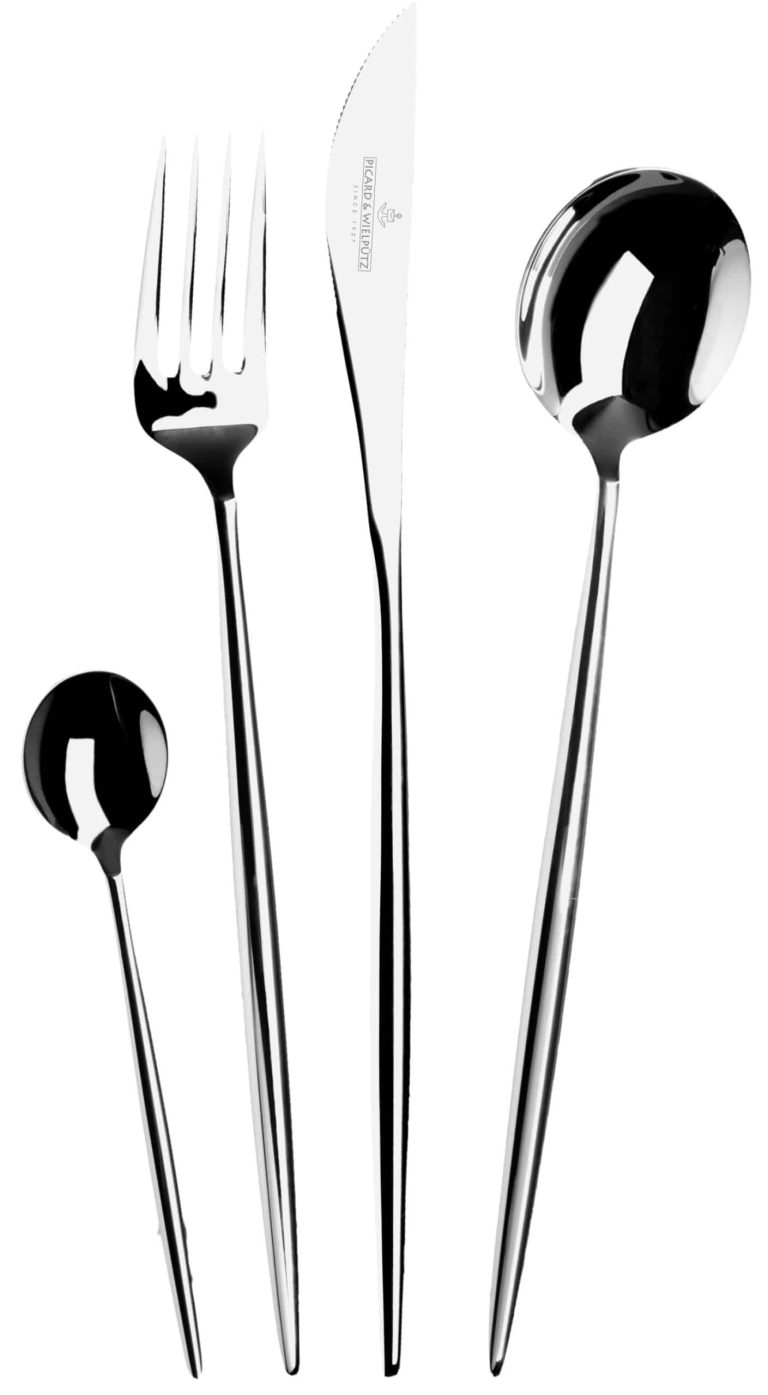 6116 – Lotus 4-teilig – 4 pcs. Set Elegantes Besteckset, bestehend aus Messer, Gabel, Löffel und kleinem Löffel