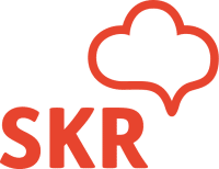 SKR_web_RGB_rot Logo mit rotem Schriftzug ‚SKR‘ und einer stilisierten roten Wolkenform darüber.