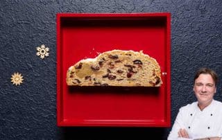 Weihnachtsstollen von Foodblogger Thomas Sixt mit Portraitfoto