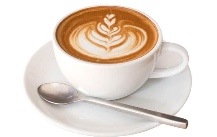 Hot coffee cappuccino latte art isolated on white background, clipping path included