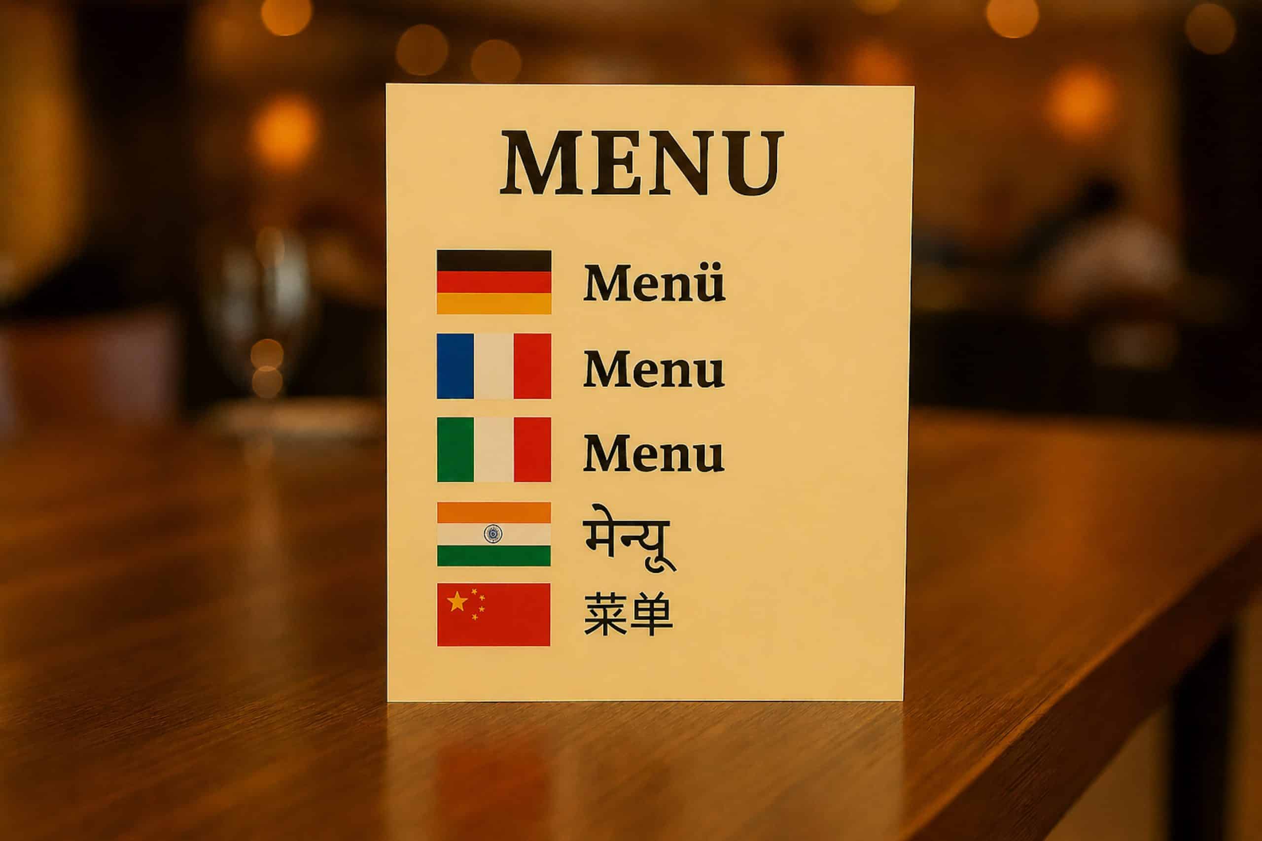 Mehrsprachige Menükarte Mehrsprachige Menükarte