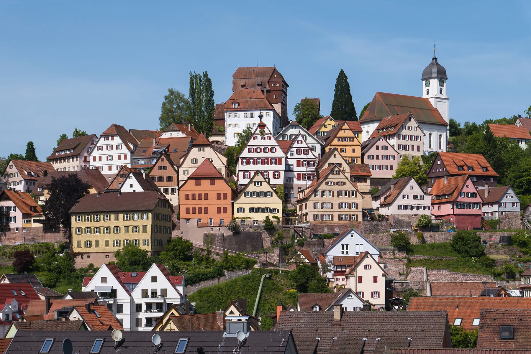 Stadt Altensteig im Landkreis Calw, Schwarzwald Blcik auf die Altstadt von Altensteig