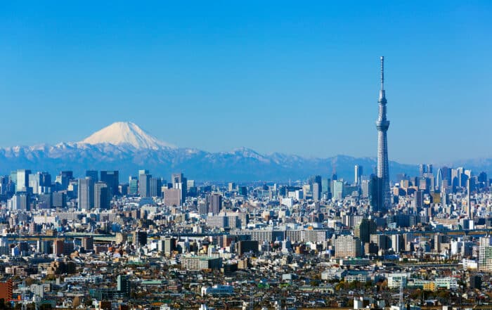 Tokyo Skyline mit Mount Fuji im Hintergrund