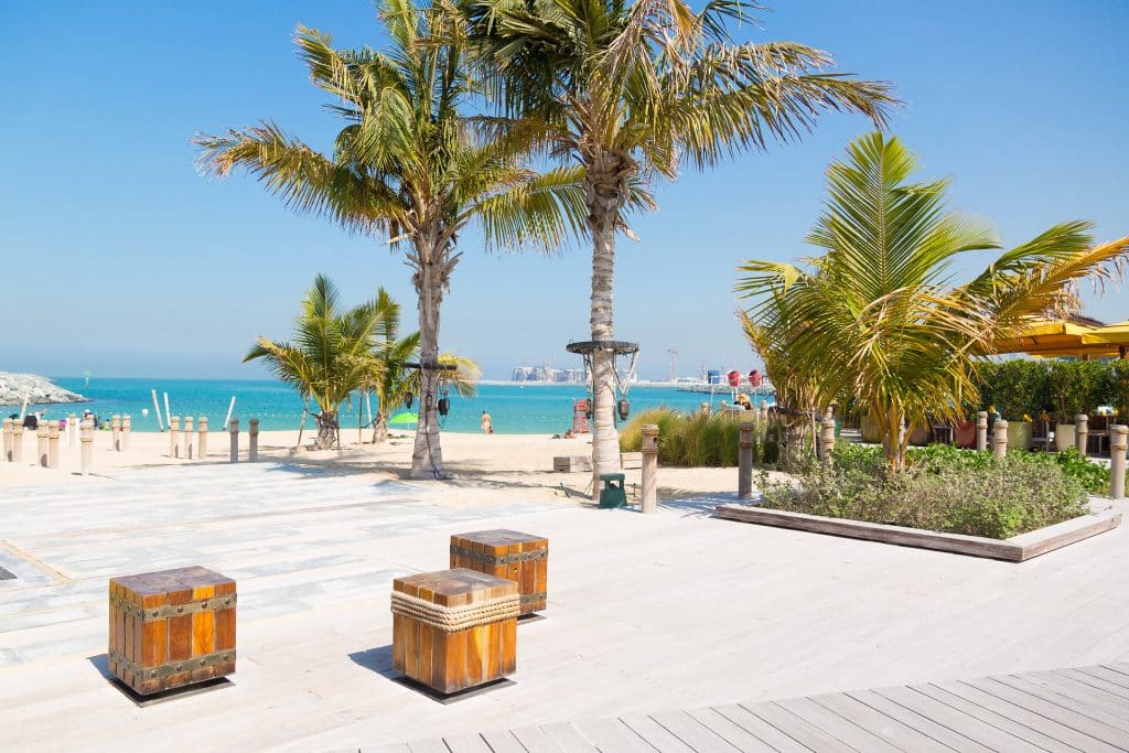 Dubai, United Arab Emirates 03 06 2020: La Mer from Meraas Beach. editorial Dubai, United Arab Emirates 03 06 2020: La Mer from Meraas Beach. editorial