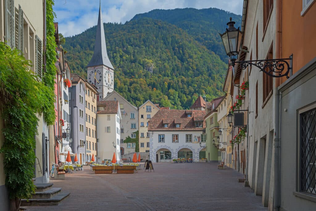 Marktplatz in der Altstadt von Chur, Graubünden
