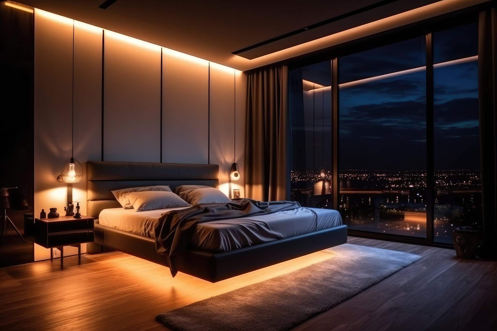 Hotelzimmer bei Nacht