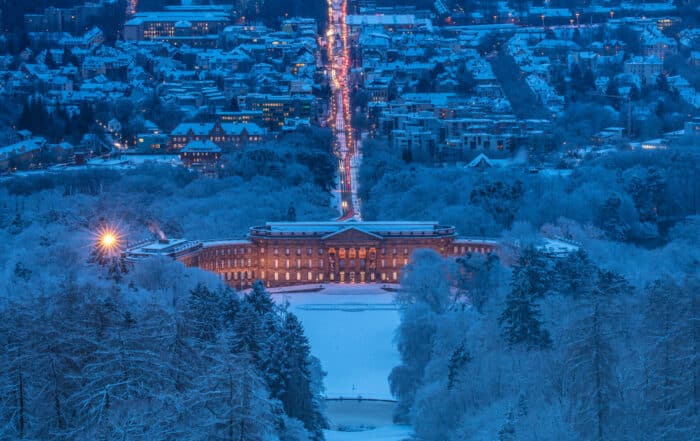 Schloss Wilhelmshöhe Kassel im Winter - schlechtes Wetter in Kassel