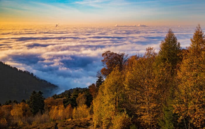 Herbstnebel über der Rhein-Neckar-Region - Odenwald-Madonnen-Radweg