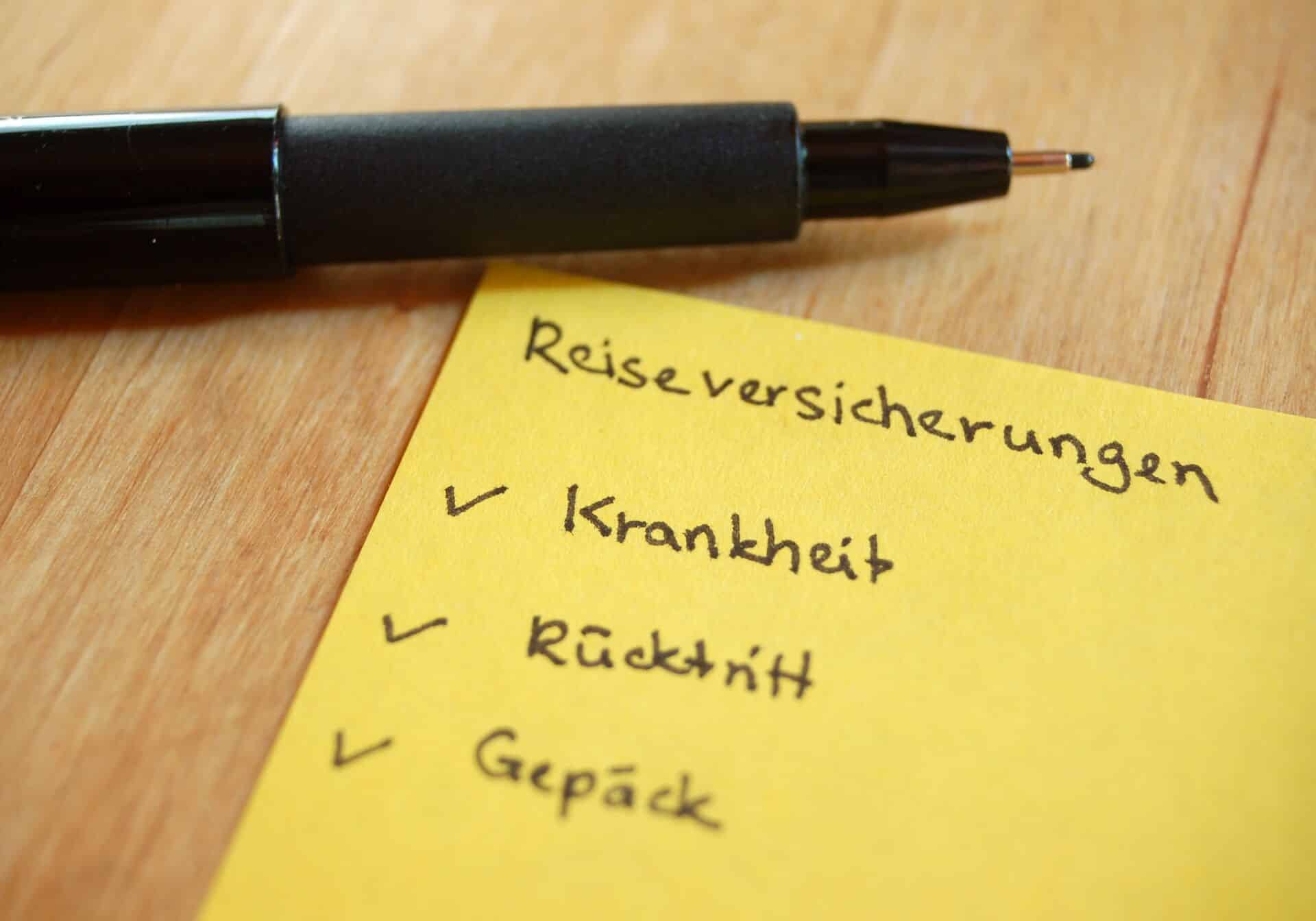 Checkliste für Reiseversicherung