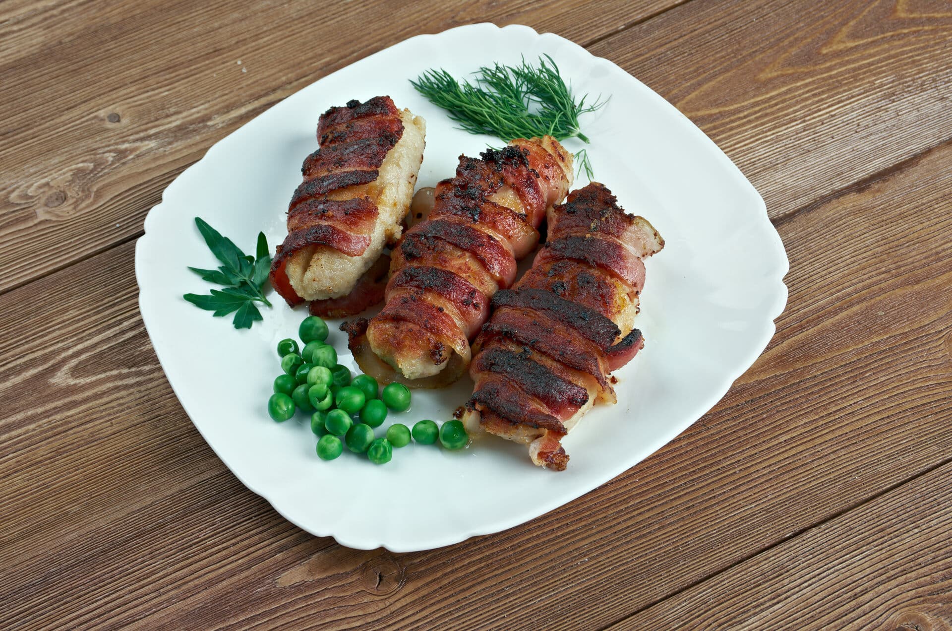 Slavink- Dutch meat dish.consisting of ground meat called half beef, half pork wrapped in bacon
