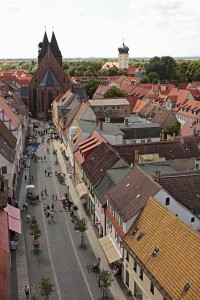Blick über Delitzsch vom Breiten Turm zur Stadtkirche